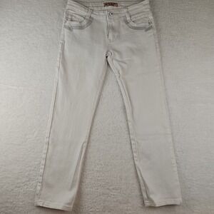 $150 Lang D Womens White‎ Low-Rise Skinny Ankle Jeans Pants Sz 31 Designer Chic